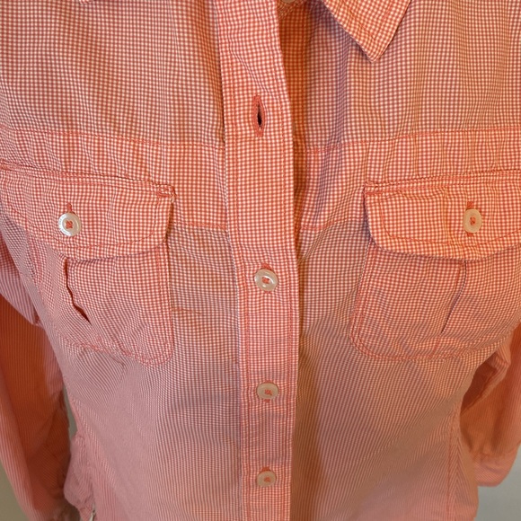 The North Face Womens Button Down Shirt Orange 100% Nylon Vapor Wick Logo Size S - Picture 5 of 12